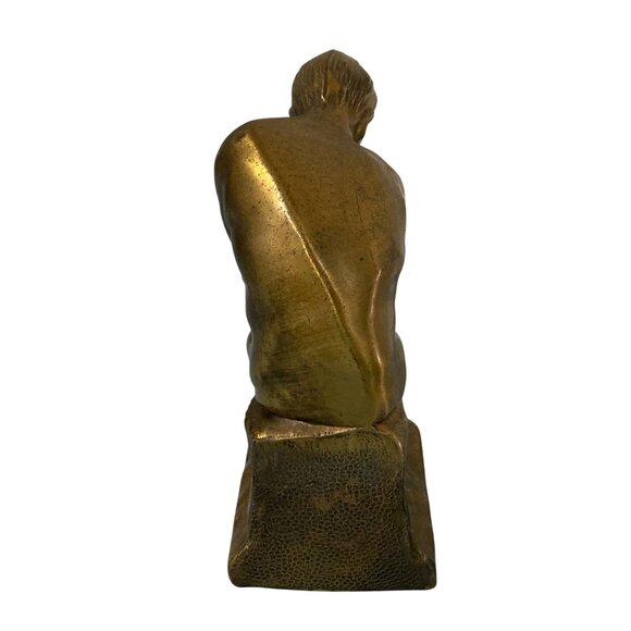 Rodin’s The Thinker Sculpture Bronzed Metal 1928 Statement Bookend Figurine - Picture 4 of 6